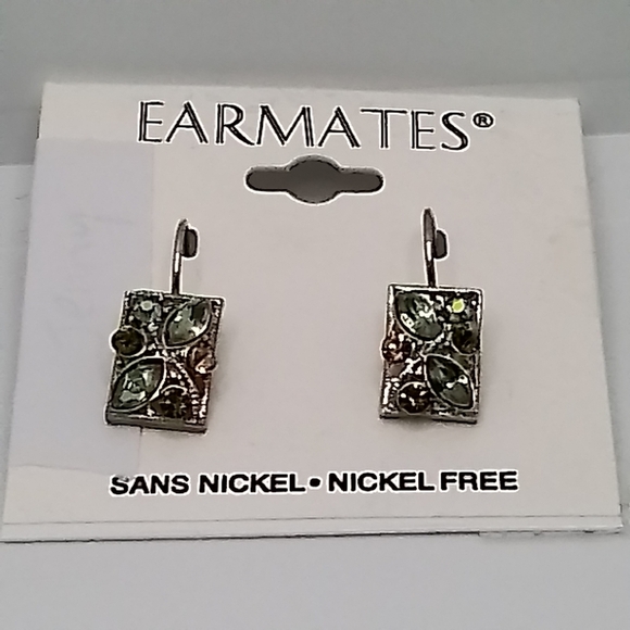 GREEN AND SILVER EARRINGS - Picture 3 of 5